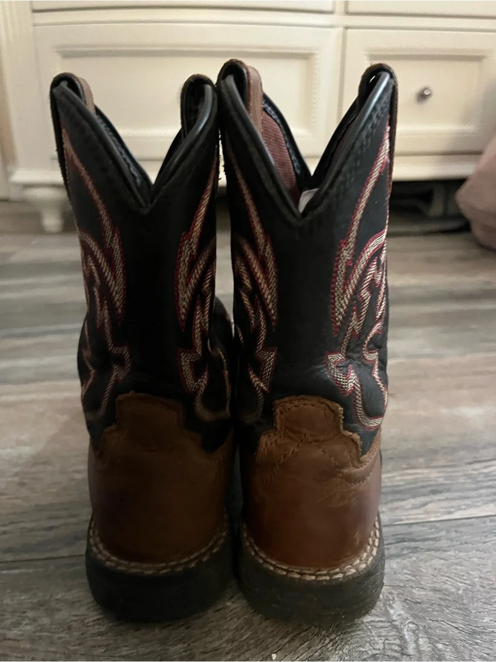 Justin Boots Kids Brown and Black Western Cowgirl Cowboy Boots